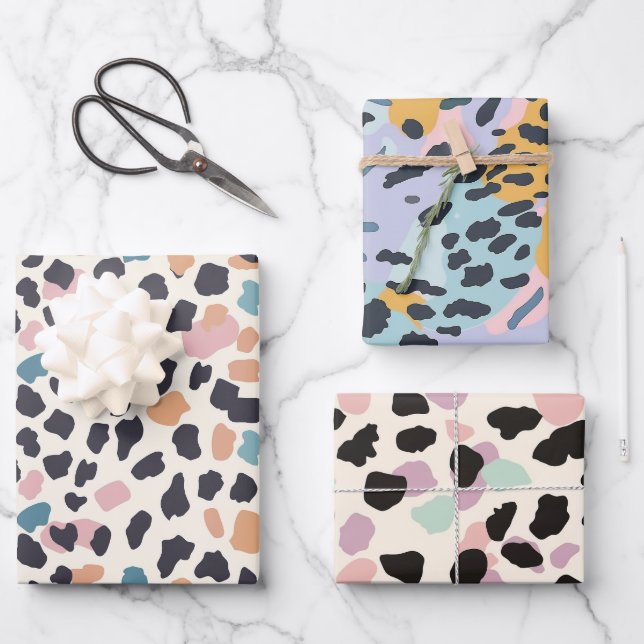 Feminine Pastel Leopard Spots Geschenkpapier Set (Vorderseite)