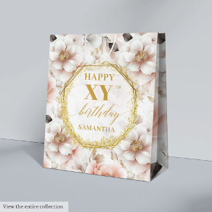 Feminine Pastell Pink Rustikale Gold Geburtstagsge Mittlere Geschenktüte