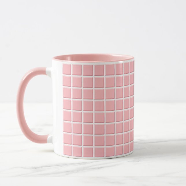 Feminine Pastellfarben Rosa Weiße Imitate Quadrat  Tasse (Links)