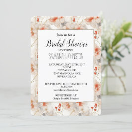 Feminine Peach Red White Floral Einladung