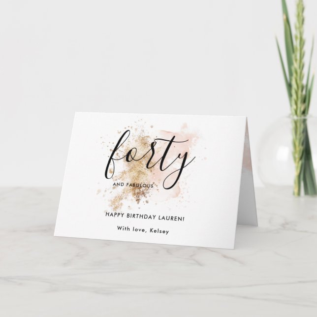 Feminine Pink 40 und herrlich 40. Geburtstag Karte (Vorderseite)