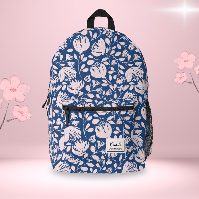 Feminine Pink Abstrakte Blumenschrift Bedruckter Rucksack (Von Creator hochgeladen)
