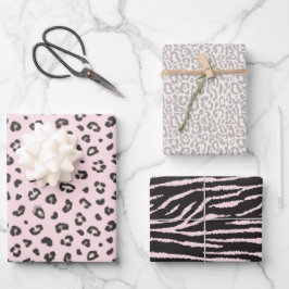 Feminine Pink Animal Print Geschenkpapier Set