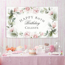 Feminine Pink Aquarell Floral 80. Geburtstag