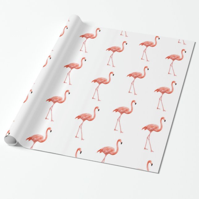 Feminine Pink Flamingo Muster Geschenkpapier (Ungerollt)
