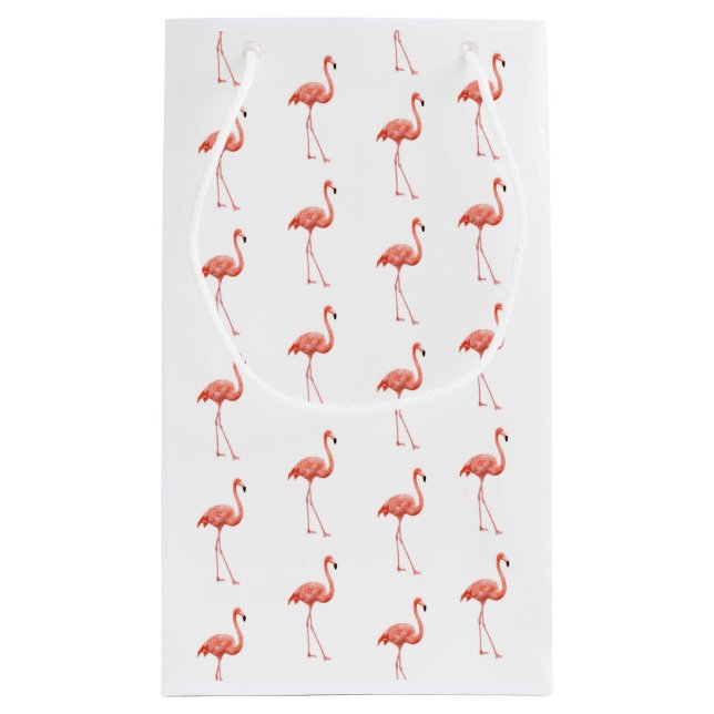 Feminine Pink Flamingo Muster Kleine Geschenktüte (Rückseite)