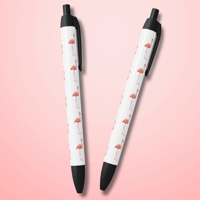 Feminine Pink Flamingo Muster Kugelschreiber (Simple Watercolor Pink Flamingo Black Ink Pen)