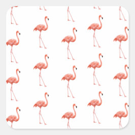Feminine Pink Flamingo Muster Quadratischer Aufkleber