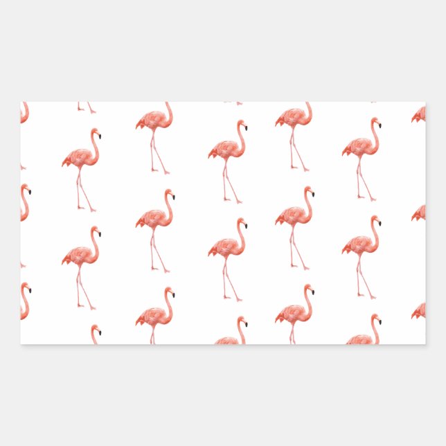 Feminine Pink Flamingo Muster Rechteckiger Aufkleber (Vorderseite)