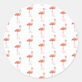Feminine Pink Flamingo Muster Runder Aufkleber