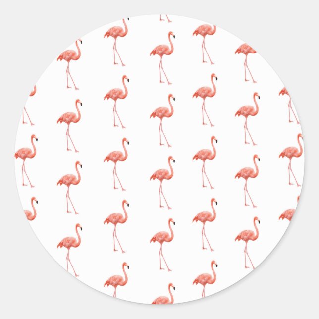 Feminine Pink Flamingo Muster Runder Aufkleber (Vorderseite)