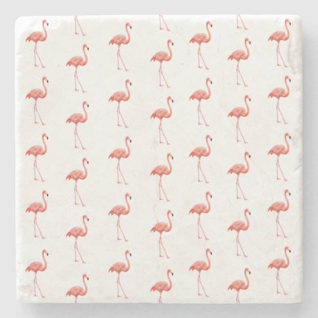 Feminine Pink Flamingo Muster Steinuntersetzer (Vorderseite)