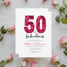 Feminine Pink Floral 50 und fabulous Geburtstag