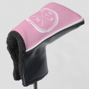 Feminine Pink Klassische Monogramm-Initialen Golf Headcover