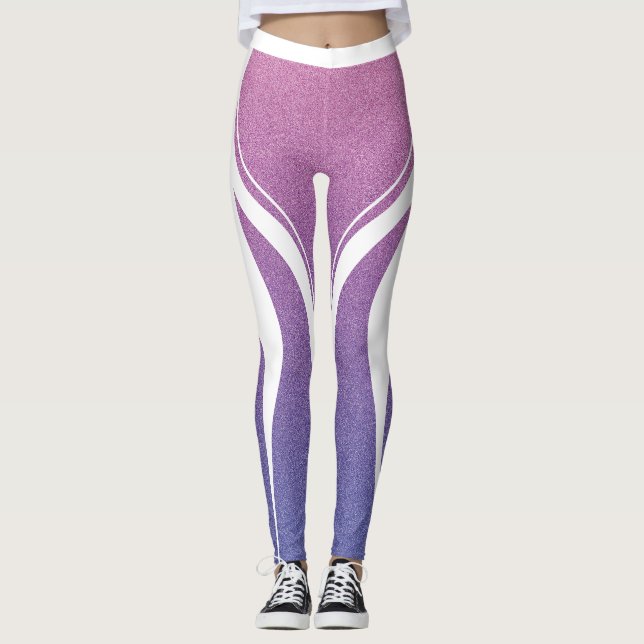 Feminine Pink Lila Glitzer Herzmuskel Leggings (Vorderseite)