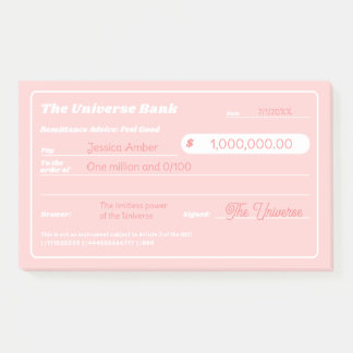 Feminine Pink Money Manifestation Blank Karo Post-it Klebezettel