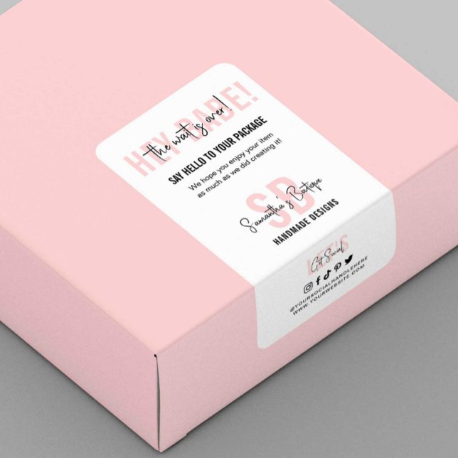 Feminine Pink Monogram Business Danke Box Siegel (Von Creator hochgeladen)