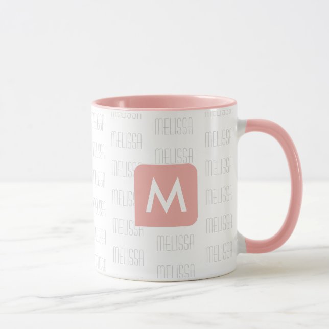 Feminine Pink Monogram Tasse für sie (Rechts)