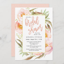 Feminine Pink Peonies Brautparty Einladung