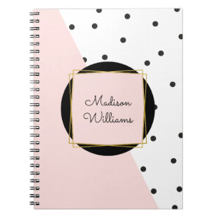 Feminine Pink Personalisiert Color Block Polka Dot Notizblock