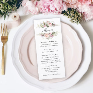 Feminine Pink Rosen Blumen Event Menü Menükarte