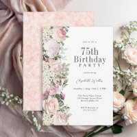 Feminine Pink Roses Floral 75. Geburtstagsparty