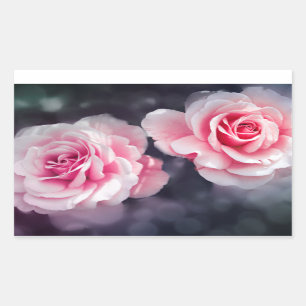Feminine Pink Roses Foto Rechteckiger Aufkleber