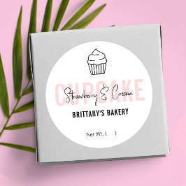 Feminine Pink Script Cupcake Flavor Name Runder Aufkleber