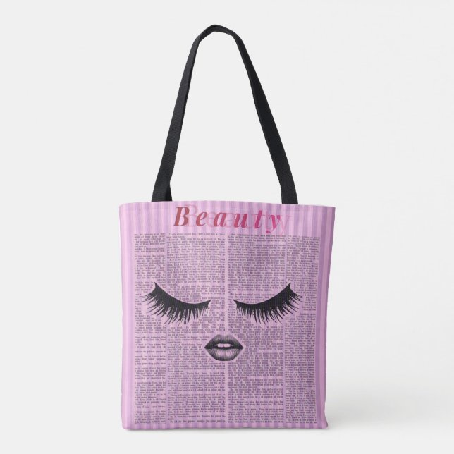 Feminine Pink Shoulder Tote with Lash Illustration (Rückseite)