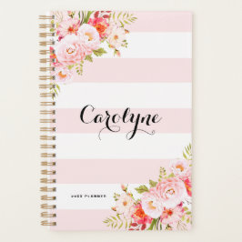 Feminine Pink Stripes Personalisierter Planer