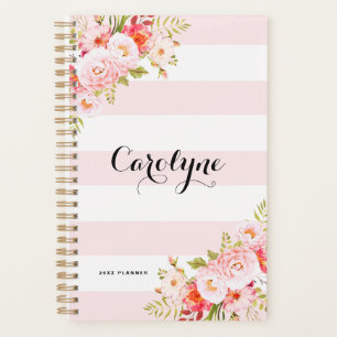 Feminine Pink Stripes Personalisierter Planer