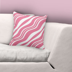 Feminine Pink & White Unregelmäßige Linien Muster Kissen