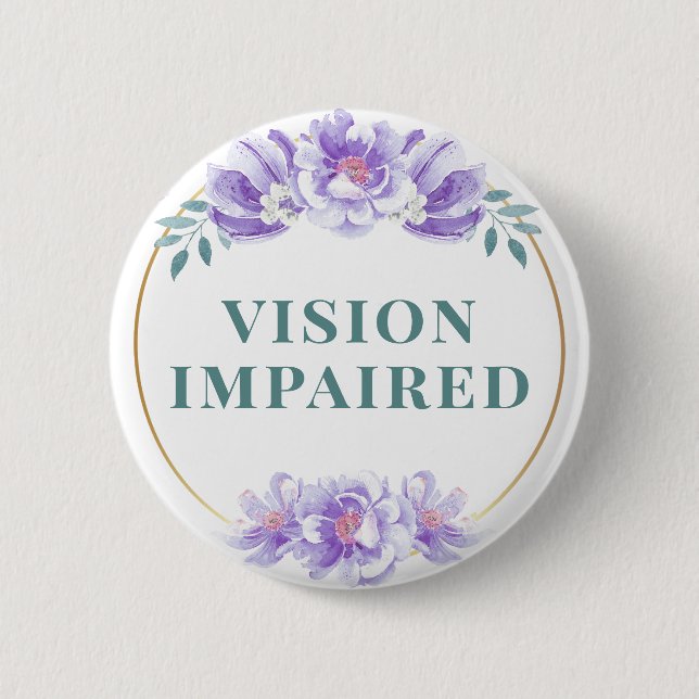 Feminine Purple Rose Floral Vision Impaired Button (Vorderseite)