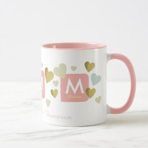 feminine rosa Tasse für sie mit romantischen Herze