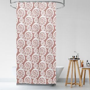 Feminine Rosy & White Fern Leaf Curls Wirbel Duschvorhang