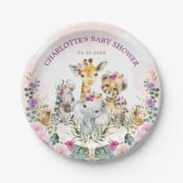 Feminine Safari Jungle Wild Animals Boho Baby Girl Pappteller
