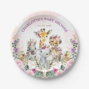 Feminine Safari Jungle Wilde Tiere Boho Baby Girl Pappteller