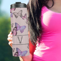 Feminine Schmetterlinge und Monogramm - Staubrosa