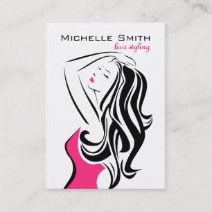 Feminine schwarze und rosa Mode Mädchen Haarstylin Visitenkarte
