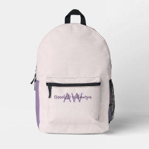 Feminine Script Type Initials & Name Blush Violet Bedruckter Rucksack