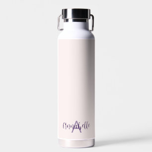 Feminine Script Type Monogram & Name Blush Violet Trinkflasche