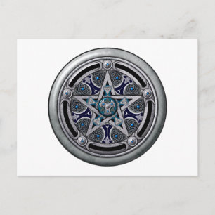 Feminine Silver Pagan Pentagramm Postkarte