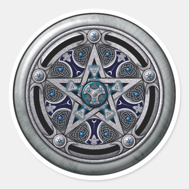 Feminine Silver Pagan Pentagramm Runder Aufkleber (Vorderseite)