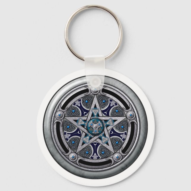 Feminine Silver Pagan Pentagramm Schlüsselanhänger (Vorderseite)
