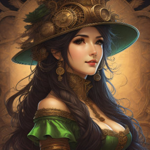 Feminine steampunk woman v8 Tissue Paper Schneiden Seidenpapier