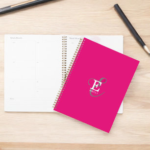 Feminine Stilvolle Monogram Typografie Hot Pink Planer
