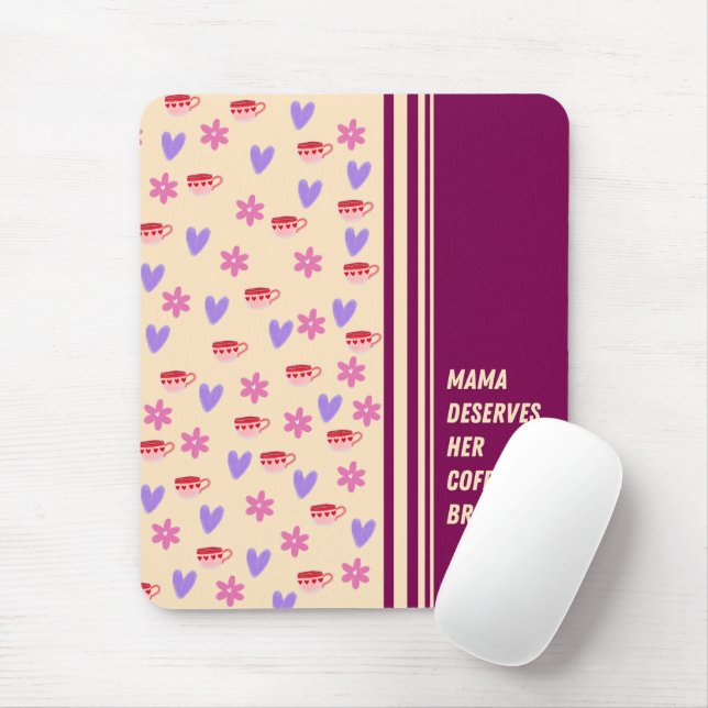 Feminine Stripes Mama Kaffeepause Kunst Mousepad (Mit Mouse)