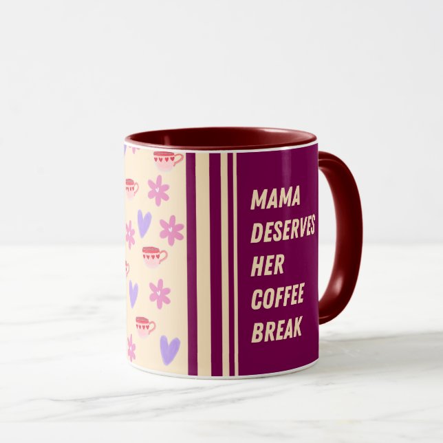 Feminine Stripes Mama Kaffeepause Kunst Tasse (VorderseiteRechts)