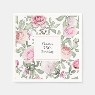 Feminine Summer Rose Garden Floral 75. Geburtstag Serviette