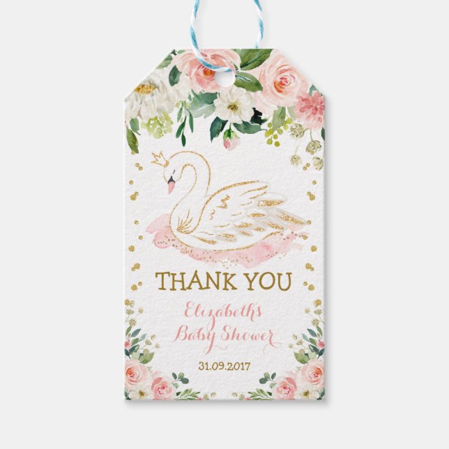 Feminine Swan Prinzessin Rose Blumenzwiebeln Gebur Geschenkanhänger (Vorderseite)